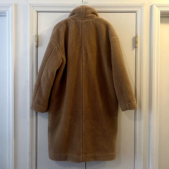 J.Crew Relaxed topcoat coat sherpa wool blend beige brown size M - Picture 8 of 8